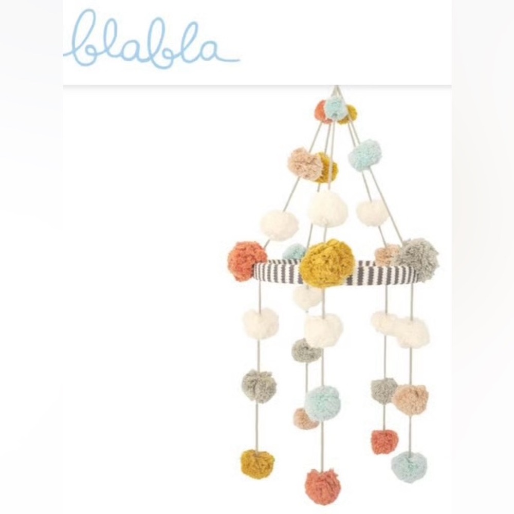 BlaBla Bla Bla Peru Pom Pom Mobile Baby Crib Nursery Handcrafted Handmade Boho
